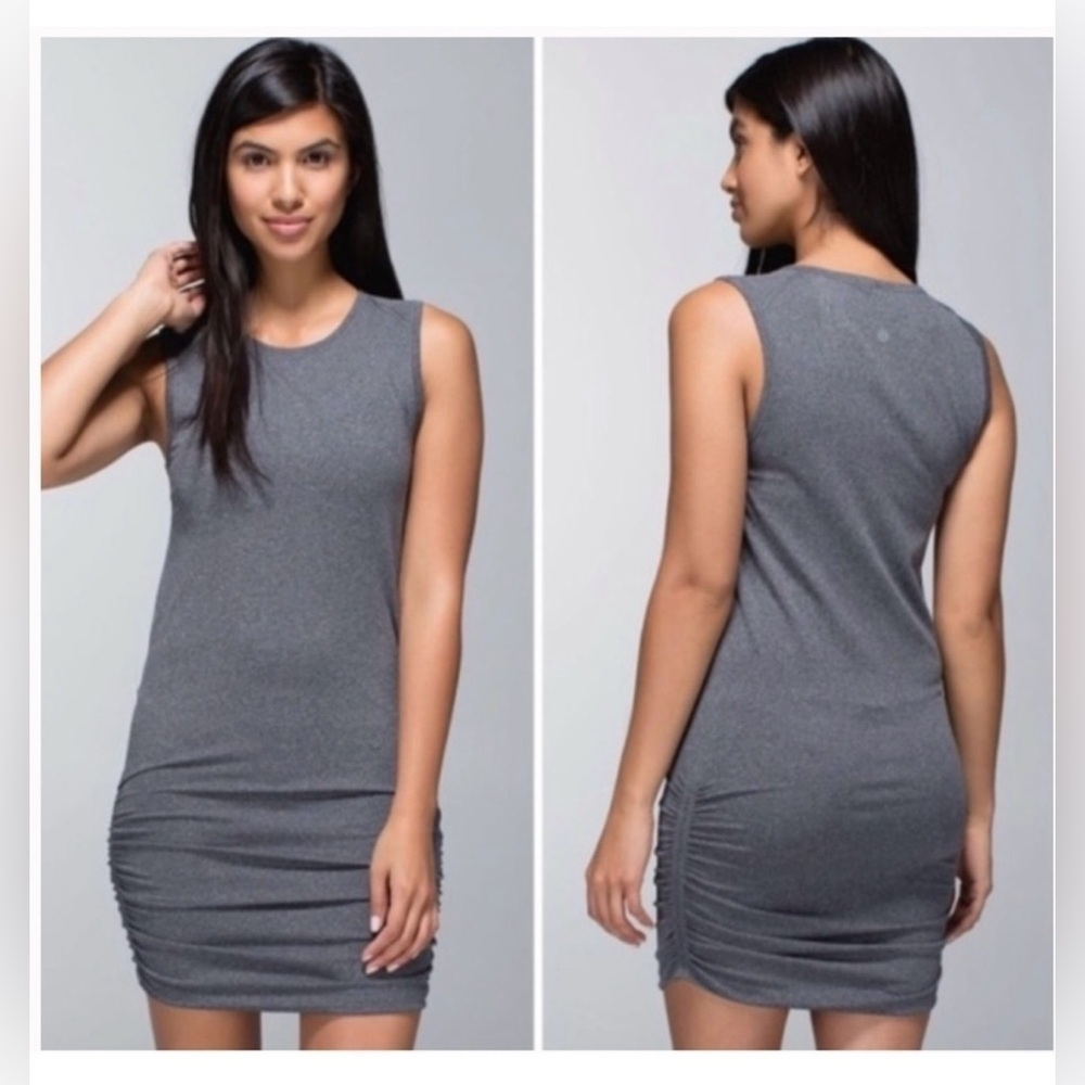 Lululemon In The Flow Seamless Heathered Gray Bodycon Tank Dress Size 8